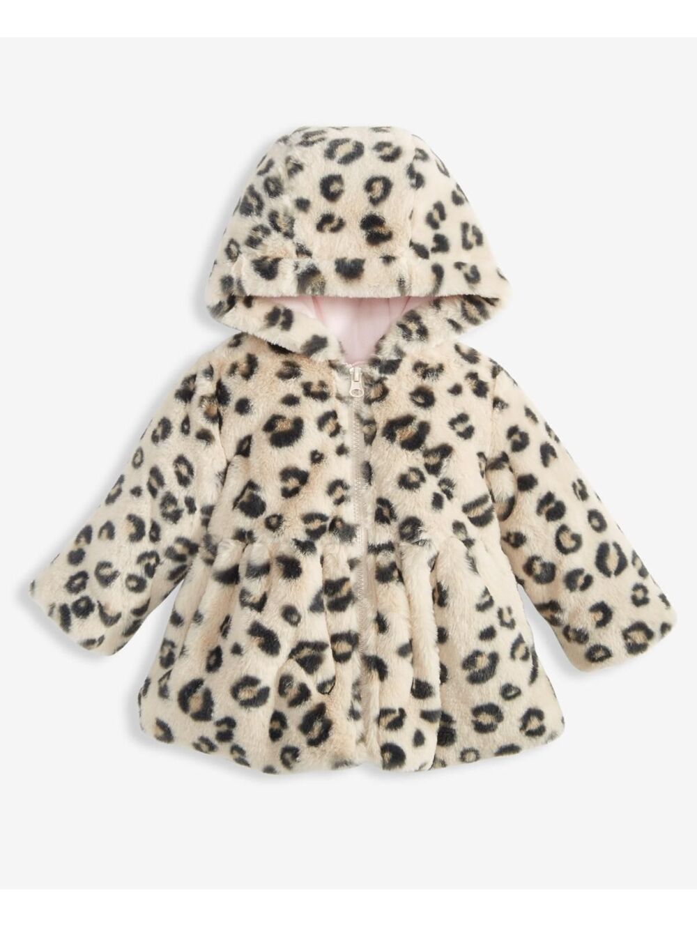 First Impressions Baby Girls Leopard-Print Faux-Fur Hooded Jacket English Cream
